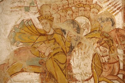 Saint-Savin klostermaleri: konger angrepet av Abraham og hans tilhengere, Saint-Savin-sur-Gartempe, Frankrike av Unbekannt