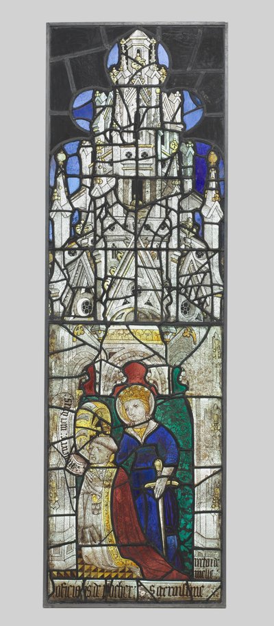 Saint Catherine med en knelende mannlig donor, 1400-tallet. av Unbekannt