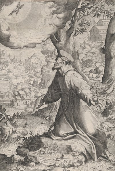 Saint Francis mottar Stigmata, 1590-1620. av Unbekannt
