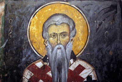 Saint Iraklion (Heraklion) Bysantinsk freskomaleri fra Agios Ioannis Lampadistis kloster, Saint John Lampadistis 1000-tallet Kypros Malte kirker UNESCO-sted Troodos, Kypros av Unbekannt