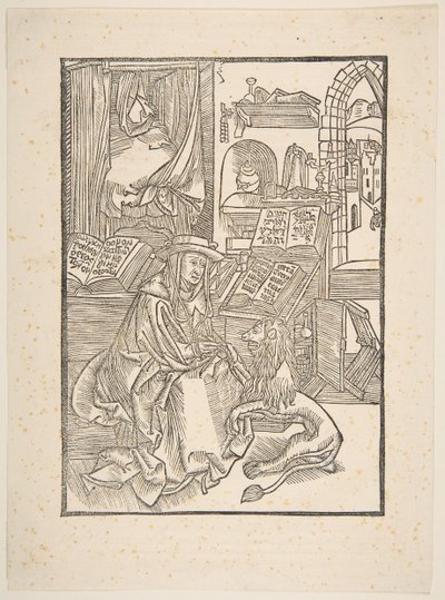 Saint Jerome trekker ut en torn fra løvenes fot, Lyons, 1508 kopi.n.d. av Unbekannt