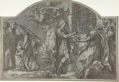Den hellige Sebastian formaner de kristne fangene, 1700-tallet. av Unbekannt