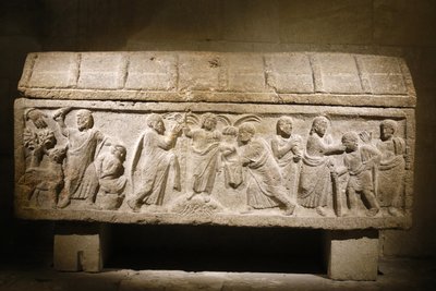 Saint Victor-klosteret, Marseille. Sarkofag som inneholder relikviene til en kristen kvinne. Frankrike av Unbekannt