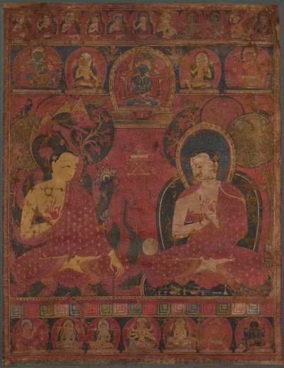 Sakyamuni med en disippel Thangka, 1300-tallet. av Unbekannt