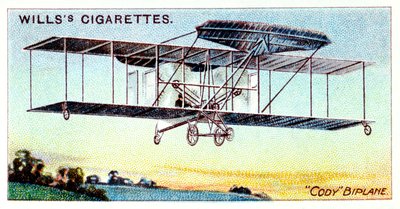 Samuel Franklin Cody , amerikanskfødt britisk flyger, flyr Cody Biplane c1909 av Unbekannt