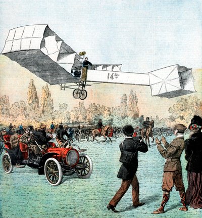 Santos-Dumont foretok den første motordrevne flyet i Europa, Paris, 1906 av Unbekannt