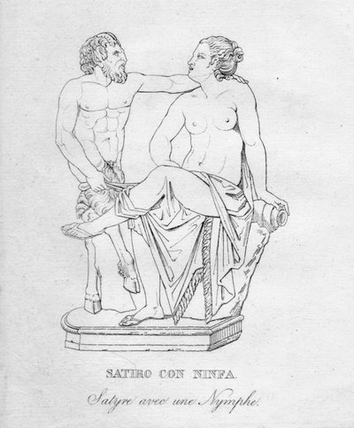Satiro Con Ninfa Satyr med en nymfe, c1850 av Unbekannt