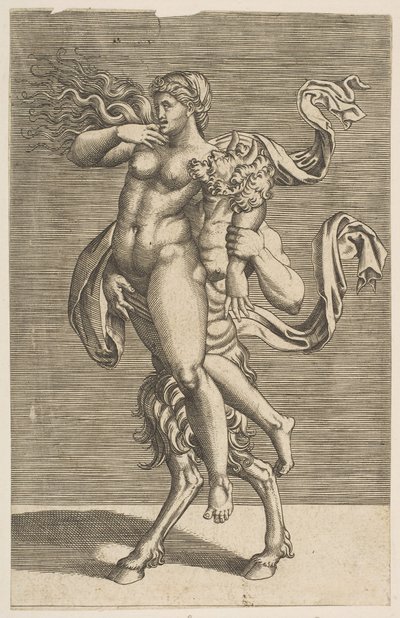 Satyr bærer en nymfe som begrenser høyre arm, ca. 1515-1600. av Unbekannt