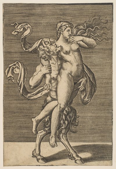 Satyr bærer en nymfe som begrenser høyre arm, ca. 1515-1600. av Unbekannt