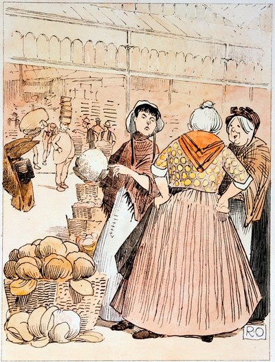 Scene ved Covent Garden frukt- og grønnsaksmarked, London, tidlig på 1900-tallet av Unbekannt