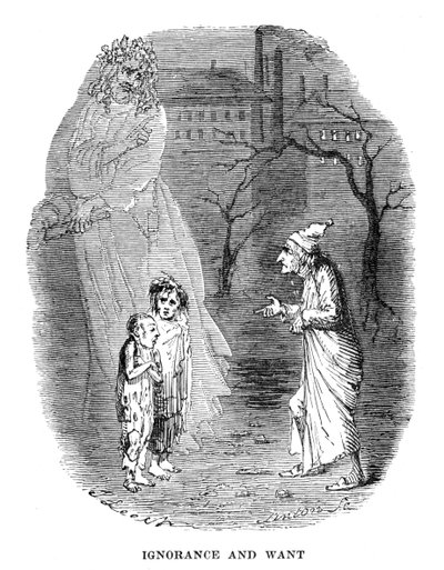 Scene fra A Christmas Carol av Charles Dickens, 1843 av Unbekannt