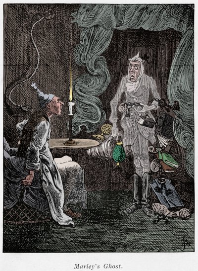 Scene fra A Christmas Carol av Charles Dickens, 1843 av Unbekannt