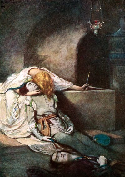 Scene fra Shakespeares Romeo og Julie av Unbekannt