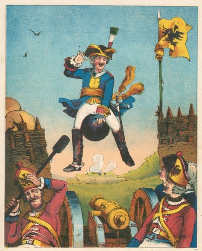 Scene fra The Adventures of Baron Munchausen av Rudolph Erich Raspe, c1850 av Unbekannt