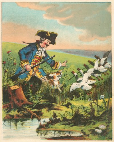 Scene fra The Adventures of Baron Munchausen av Rudolph Erich Raspe, c1850 av Unbekannt
