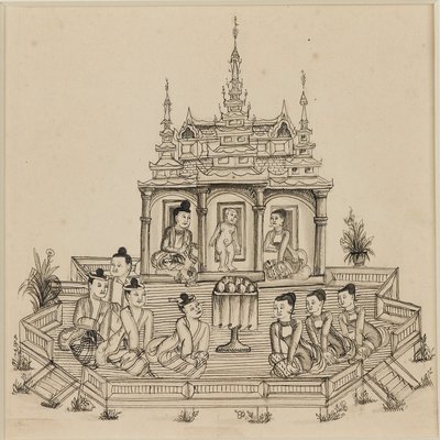 Scene fra Vessantara Jataka, c1880 av Unbekannt
