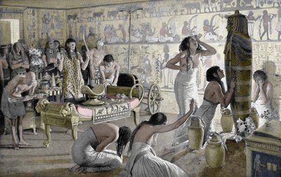 Sorgscene ved begravelsetemplet til Tutankhamon, Egypt, 1325 f.Kr. 1933-1934 av Unbekannt