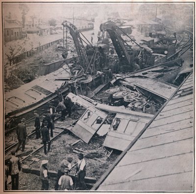 Scene for den forferdelige jernbanekatastrofen i Salisbury, 1906 av Unbekannt