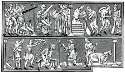 Scener fra middelalderlivet, 1200-tallet, 1870 av Unbekannt