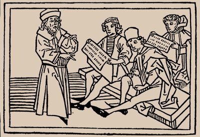Skoletimer. Fra menneskelivets speil av Rodericus Zamorensis, 1479 av Unbekannt