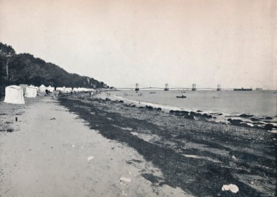 Havutsikt - The Bathing Beach and Suspension Pier, 1895 av Unbekannt