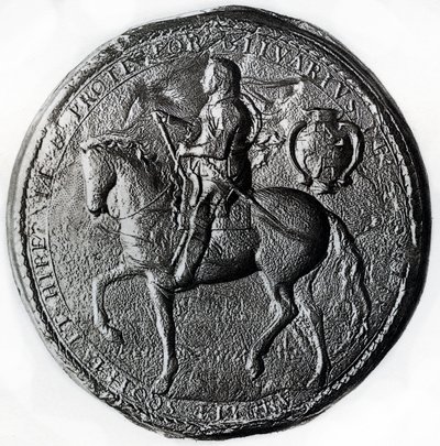Protektoratets segl med Oliver Cromwell til hest, 1600-tallet, 1899 av Unbekannt