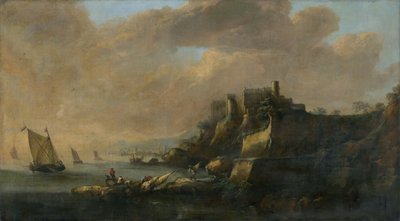 Seascape med et slott av Unbekannt