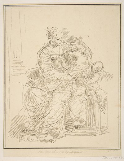 Sittende kvinne med putto, 1775. av Unbekannt