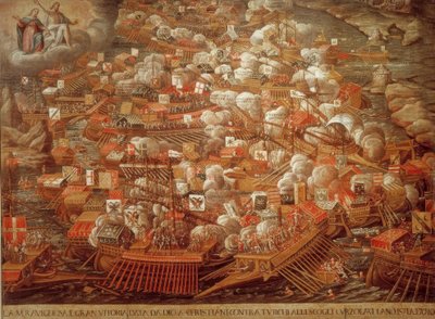 Sjøslag ved Lepanto 1571 / samtidig. av Unbekannt