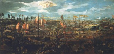 Slaget ved Lepanto 1571 / venez. Gem. av Unbekannt