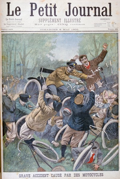 Alvorlig ulykke forårsaket av sykler, Paris, 1900 av Unbekannt