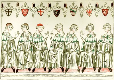 Syv prinsvalgte stemmer for Henry VII, den hellige romerske keiseren Kopi av en miniatyr fra Balduineum, 1341 av Unbekannt