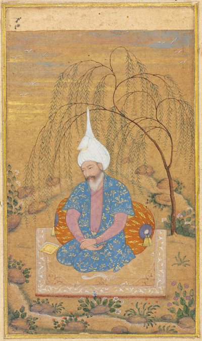 Shah Tahmasp I 1514-1576 Sittende i et landskap, ca. 1575. av Unbekannt