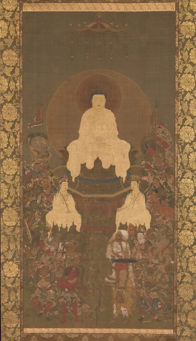 Shakyamuni-triaden med de seksten beskyttere av den store visdomssutraen, sent på 1300-tallet. av Unbekannt