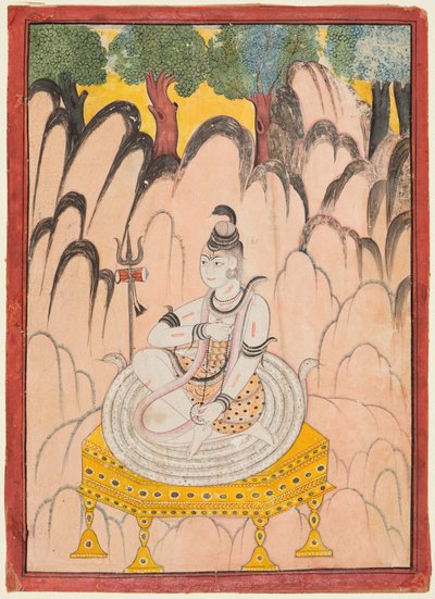 Shiva satt på en trone i et landskap, ca. 1760. av Unbekannt