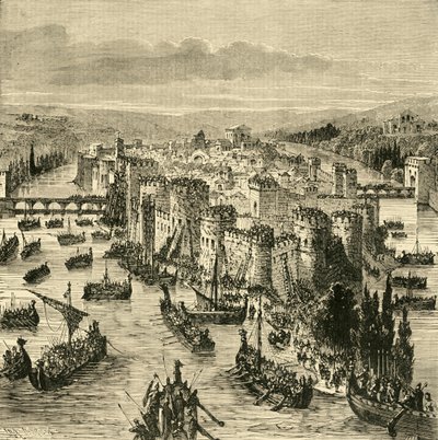 Beleiring av Paris av nordboerne, 845, 1890. av Unbekannt