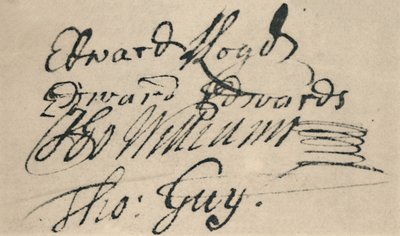 Signatur av Edward Lloyd, 1692, 1928 av Unbekannt