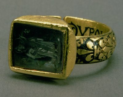 Signetring av kong Louis IX av Frankrike (St. Louis) (1215-70) (gull og emalje) (se også 98046) av Unbekannt