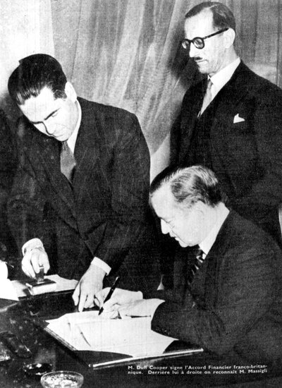 Signering av økonomisk avtale mellom Storbritannia og de frie franskmenn, Alger, 8. februar 1944 av Unbekannt