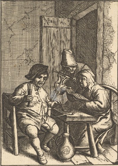 Syngende par og fiolin, 1610-85. av Unbekannt