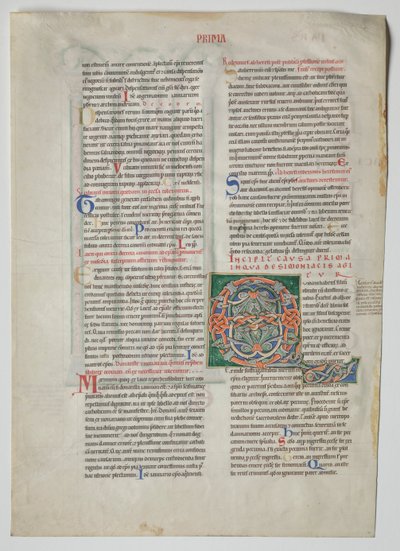 Enkelt blad fra et dekret av Gratian: Dekorerte initialer til en mann som hadde en sønn, c1160-1165 av Unbekannt