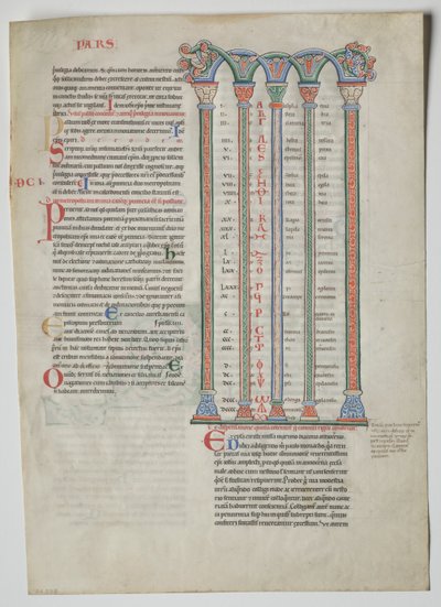 Single Leaf from a Decretum av Gratian: Quadruple Arcade with Concordance..., ca. 1160-1165. av Unbekannt
