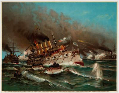 Senking av den russiske krysseren Varyag i slaget ved Chemulpo Bay, 1904 av Unbekannt