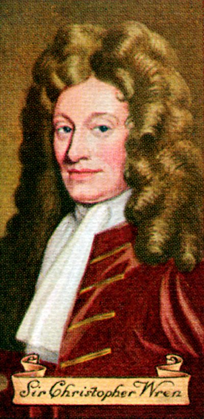 Sir Christopher Wren, hentet fra en serie sigarettkort, 1935 av Unbekannt