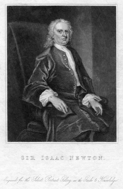 Sir Isaac Newton , engelsk matematiker, astronom og fysiker, 1800-tallet av Unbekannt