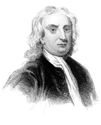 Sir Isaac Newton , engelsk fysiker, matematiker og astronom, c1850 av Unbekannt