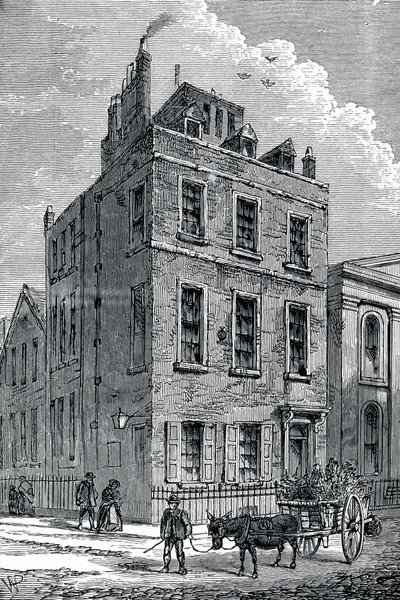 Sir Isaac Newtons hus på hjørnet av Orange og St Martins Street, London, c1880 av Unbekannt