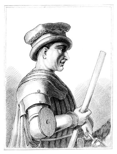 Sir John Hawkwood , engelsk leiesoldat eller condottiere i Italia fra 1300-tallet, 1819 av Unbekannt