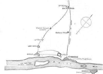 Skisse-kart over bevegelsene fra 17. til 21. januar 1885, c1885 av Unbekannt