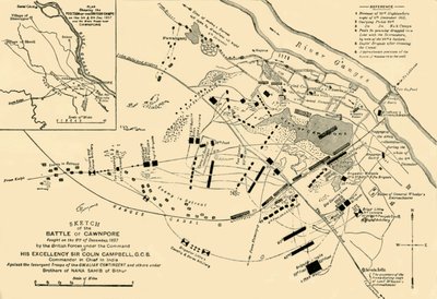 Skisse av slaget ved Cawnpore, 1857, 1901. av Unbekannt